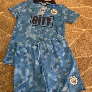 Kids Manchester United Blue Soccer Shirt and Shorts Set BRAND NEW